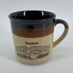 Hardee's Vintage 1989 Rise and Shine Biscuits Ceramic Brown Coffee Mug